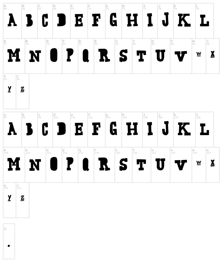 Freaking Strange font map